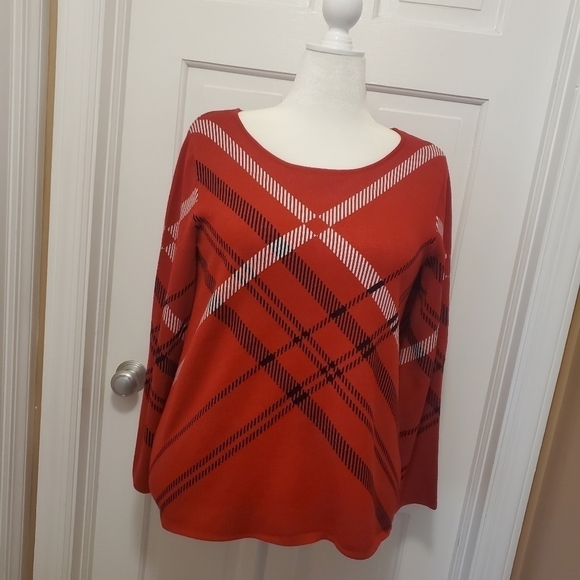 Chelsea & Theodore Plaid Print Sweater Size Large, Business Casual - Picture 6 of 9